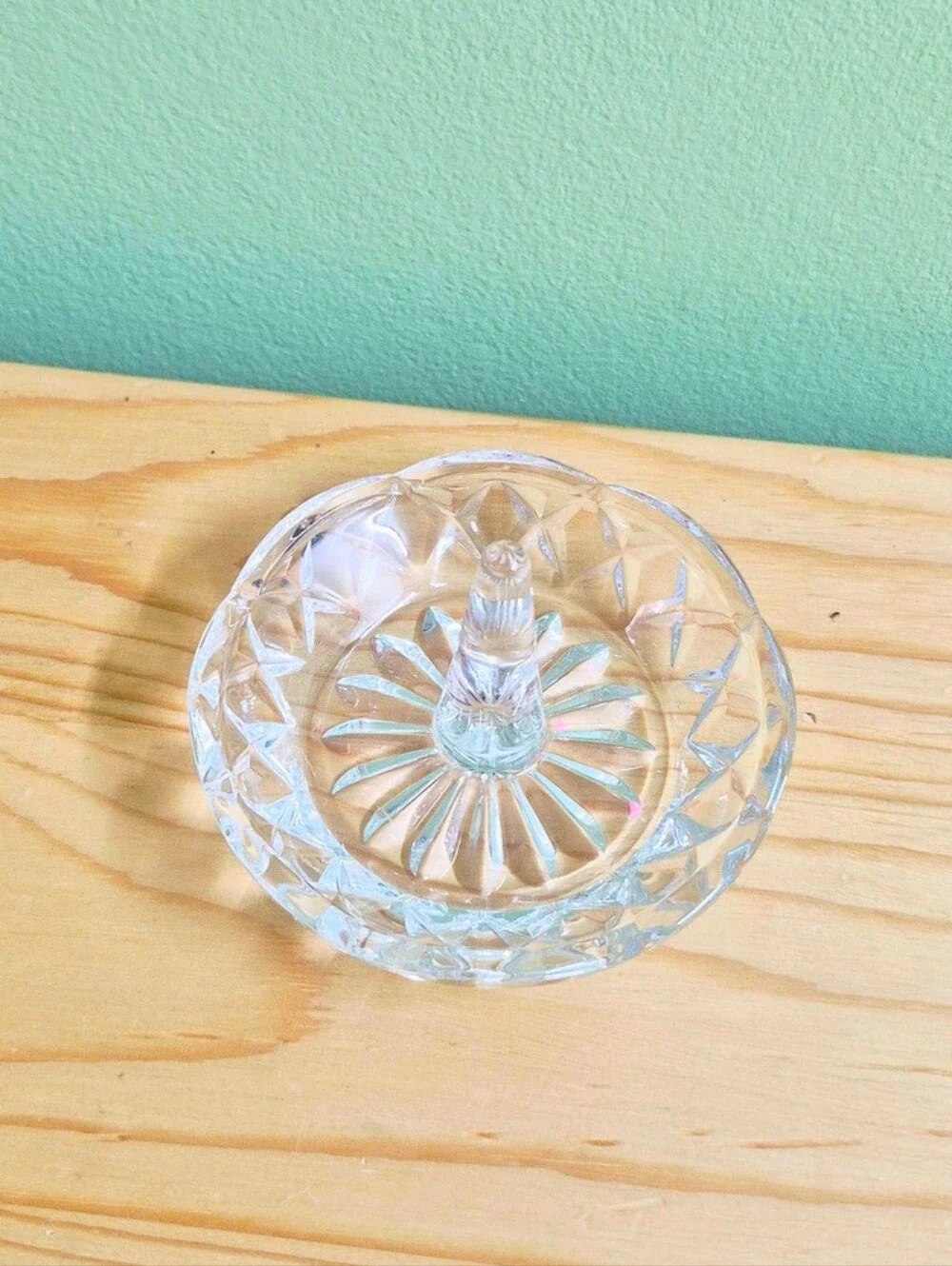 Vintage Clear Glass Ring Holder Dish